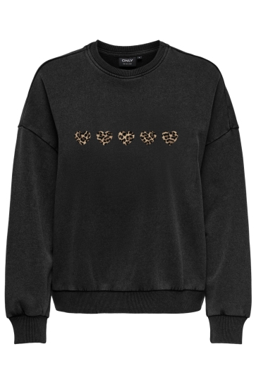 Only onlember leo hearts l/s ub swt outl Zwart