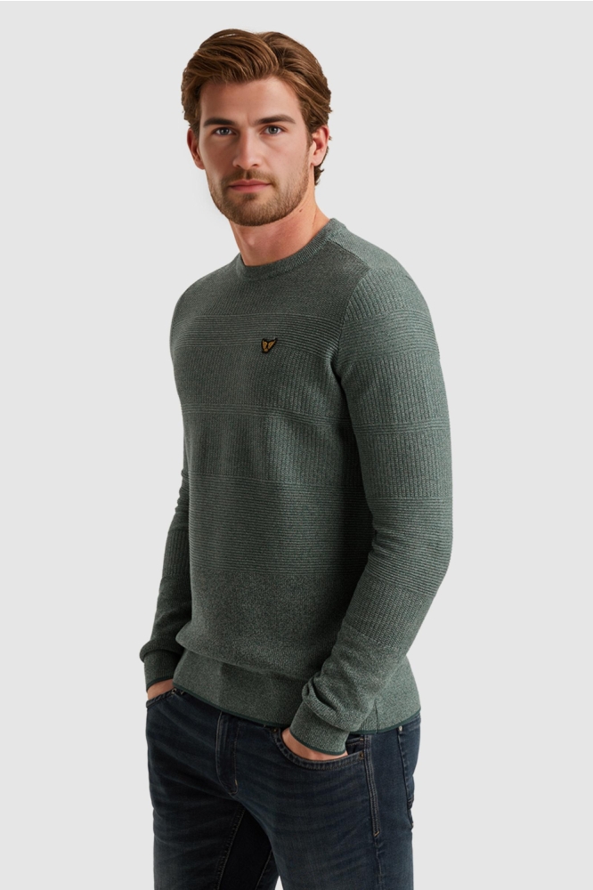 PME legend blauwe heren trui | Model zijaanzicht