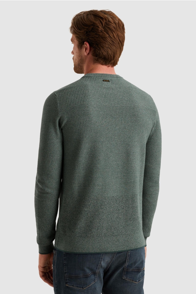 PME legend blauwe heren trui | Model achteraanzicht