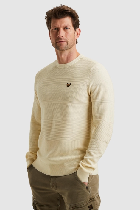 PME legend beige heren trui | Model zijaanzicht