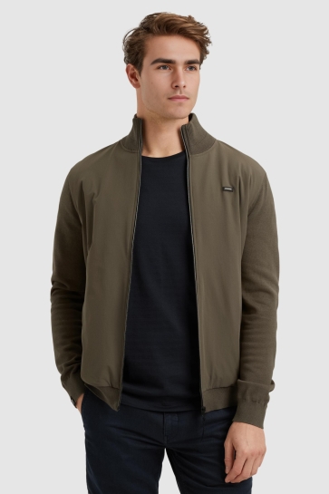 Vanguard zip jacket cotton modal Groen