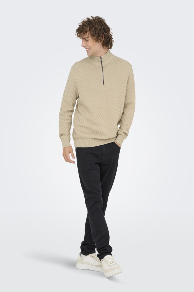 Only & Sons beige heren trui | Model