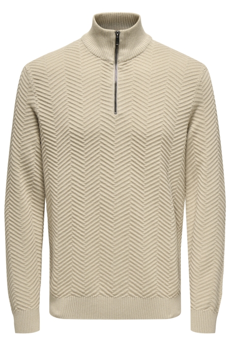 Only & Sons beige heren trui | Vooraanzicht