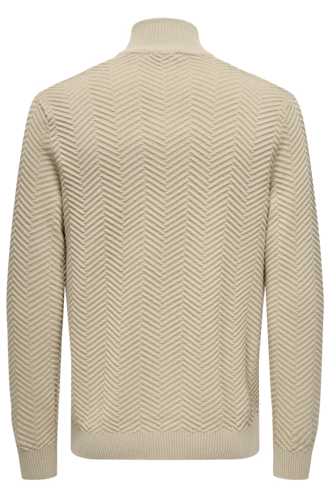 Only & Sons beige heren trui | Achteraanzicht