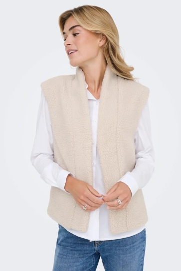 Jacqueline de Yong Vest JDYBIRDY LIFE TEDDY OPEN VEST OTW N 15321357 Pumice Stone