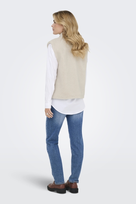 Jacqueline de Yong beige dames gilet | Model achteraanzicht