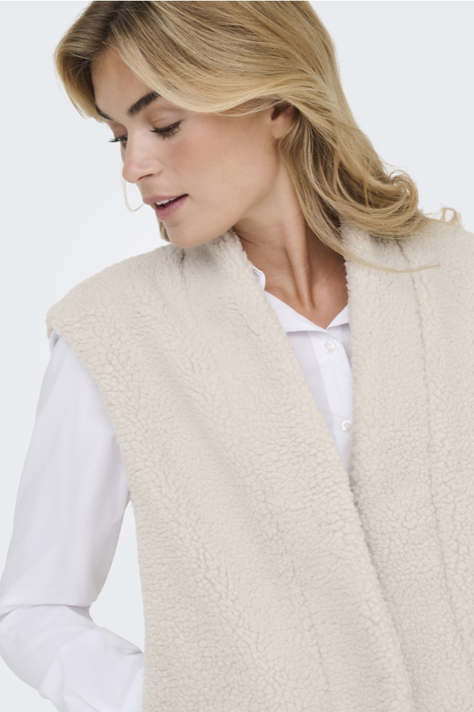 Jacqueline de Yong beige dames gilet | Close up