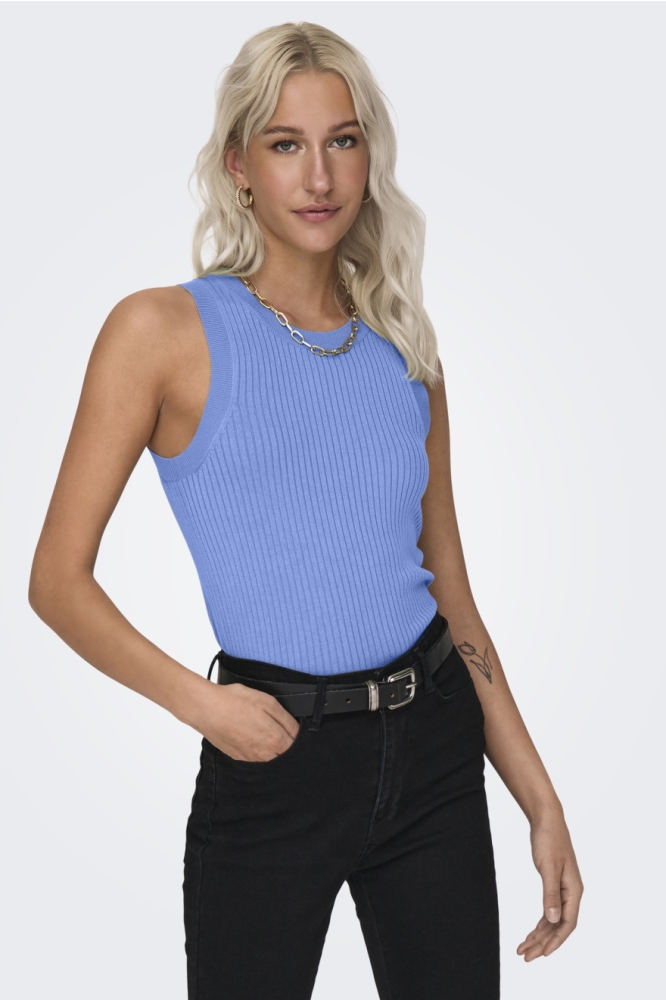 Jacqueline de Yong blauwe dames top | Model vooraanzicht