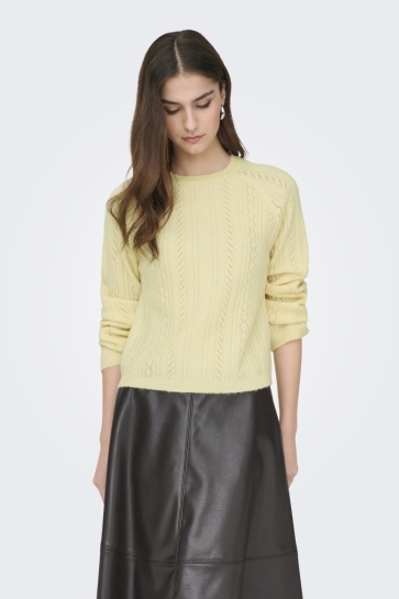 Jacqueline de Yong JDYAPRIL LIFE L/S O-NECK PULLOVER K 15363299 Pastel Yellow/MELANGE