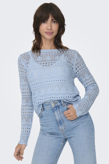 Jacqueline de Yong Trui JDYSUN LAY L/S BOATNECK PULLOV. KNT 15287384 CASHMERE BLUE