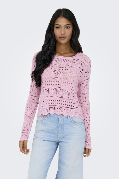 Jacqueline de Yong roze dames trui | Model vooraanzicht