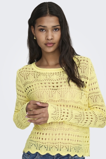 Jacqueline de Yong jdysun lay l/s boatneck pullov. knt Geel