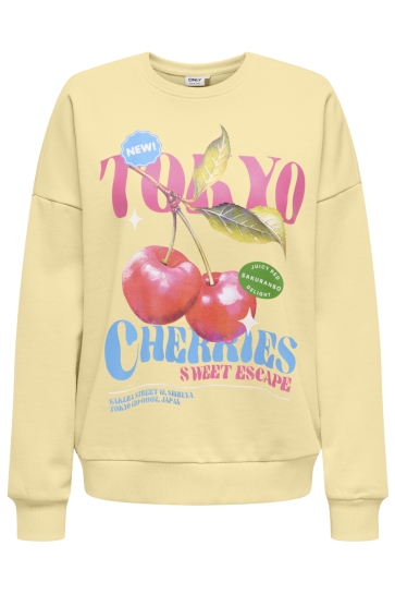 Only Trui ONLELO L/S PRINT BOX CS SWT 15373897 SUNLIGHT/CHERRIES