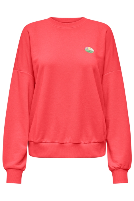 Only oranje dames sweater | Model vooraanzicht