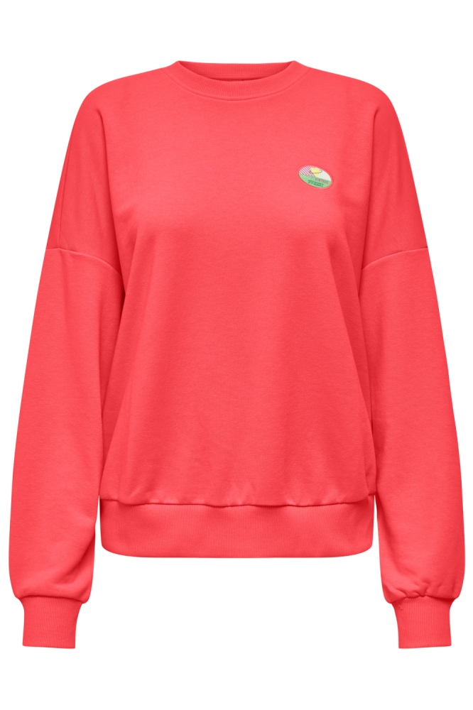 Only oranje dames sweater | Model vooraanzicht