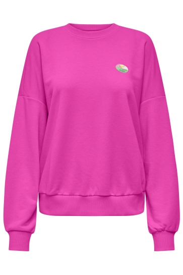 Only Trui ONLMINNA O NECK L/S CS PR SWT 15378311 Knockout pink/Only badge