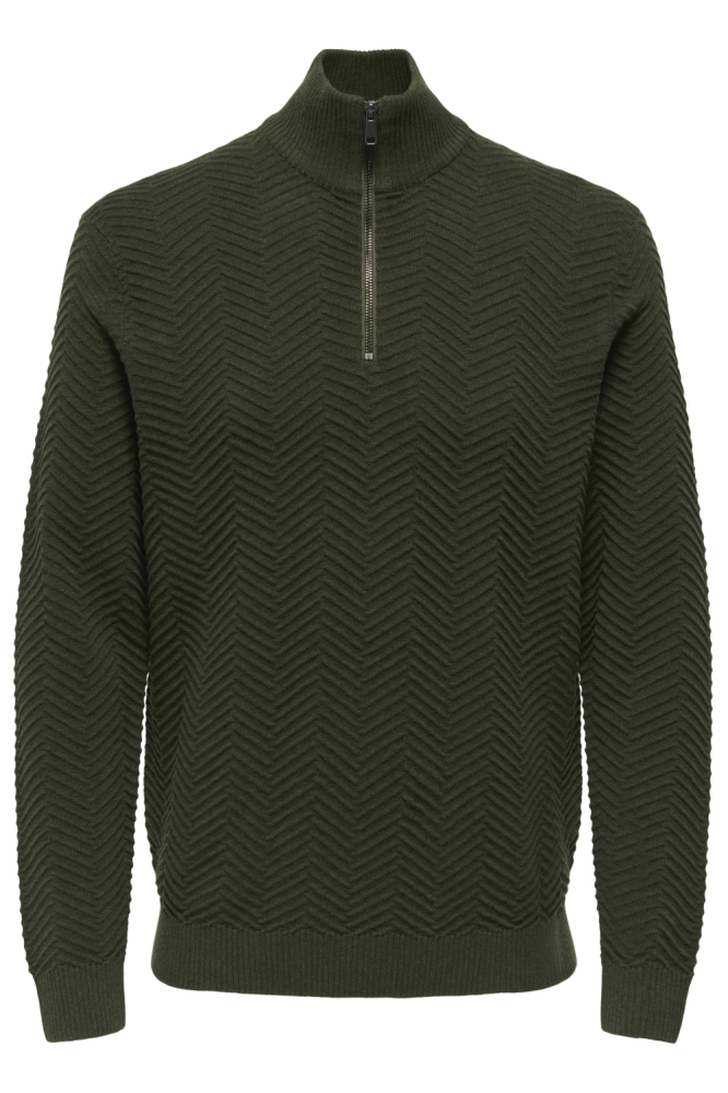 Only & Sons groene heren trui | Vooraanzicht