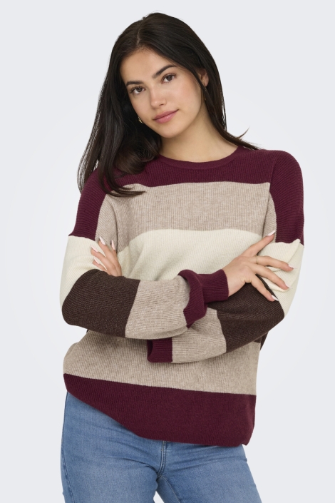 Only bordeaux dames trui | Model vooraanzicht