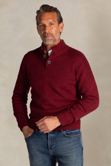 NZA KATOENEN HALF BUTTON TRUI 25HN475 1570 CHERRY RED MELANGE
