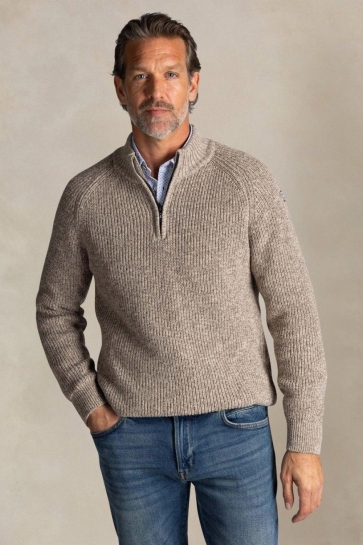 NZA Trui KATOENEN HALF ZIP TRUI 25HN411 1184 WARM BEIGE MELANGE