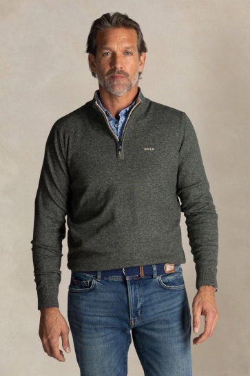 NZA Trui HALF ZIP STRETCH 25HN414 1763 BOTTLE GREEN MELANGE