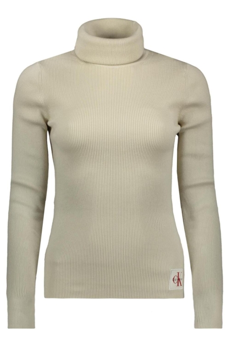 Calvin Klein ecru dames t-shirt | Vooraanzicht