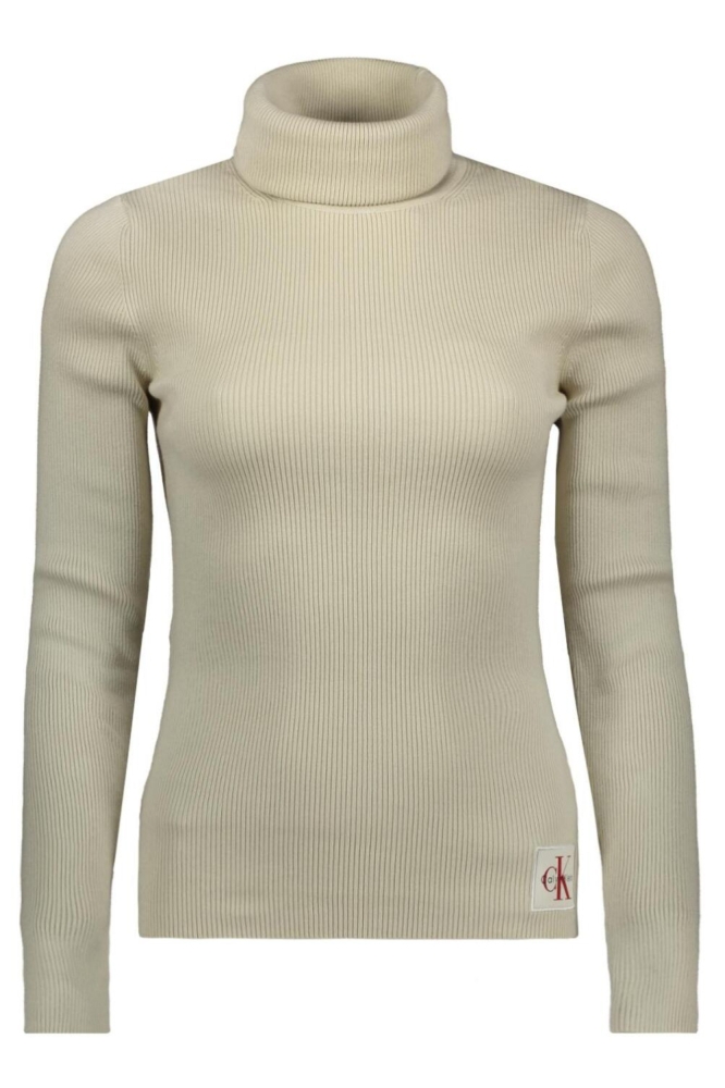 Calvin Klein ecru dames t-shirt | Vooraanzicht