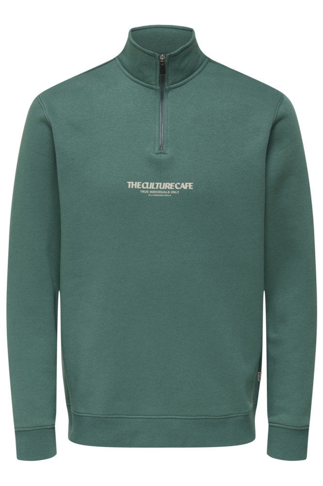 Only & Sons groene heren sweater | Vooraanzicht