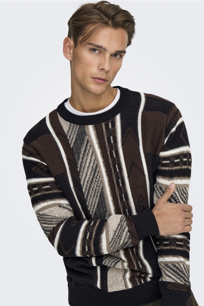 Only & Sons zwarte heren trui | Close up