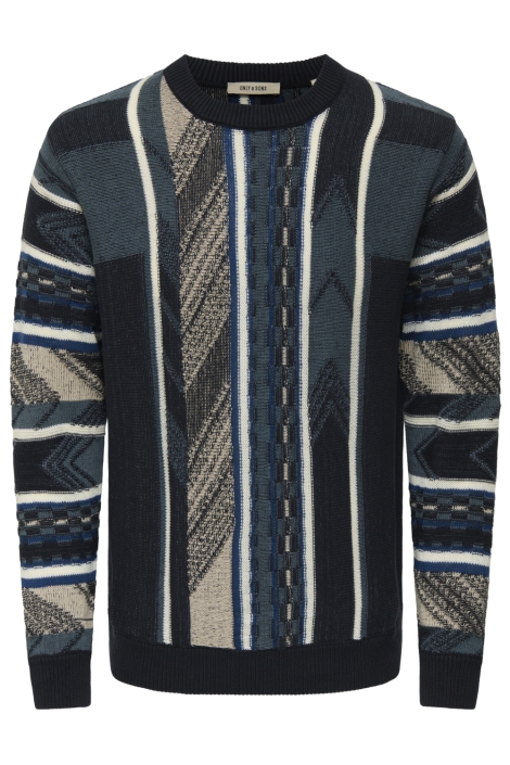 Only & Sons blauwe heren trui | Vooraanzicht