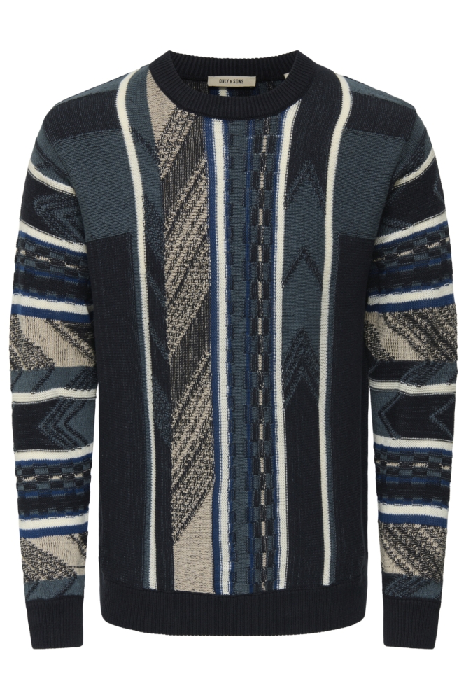 Only & Sons blauwe heren trui | Vooraanzicht