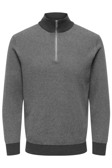 Only & Sons Trui ONSPHILIP LS ZIP HIGH NECK KNIT 22033766 DARK GREY