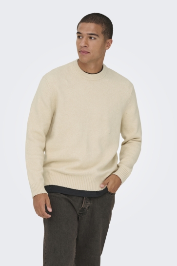 Only & Sons onsjames rlx crew knit noos Beige
