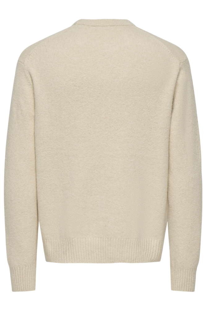 Only & Sons beige heren trui | Achteraanzicht