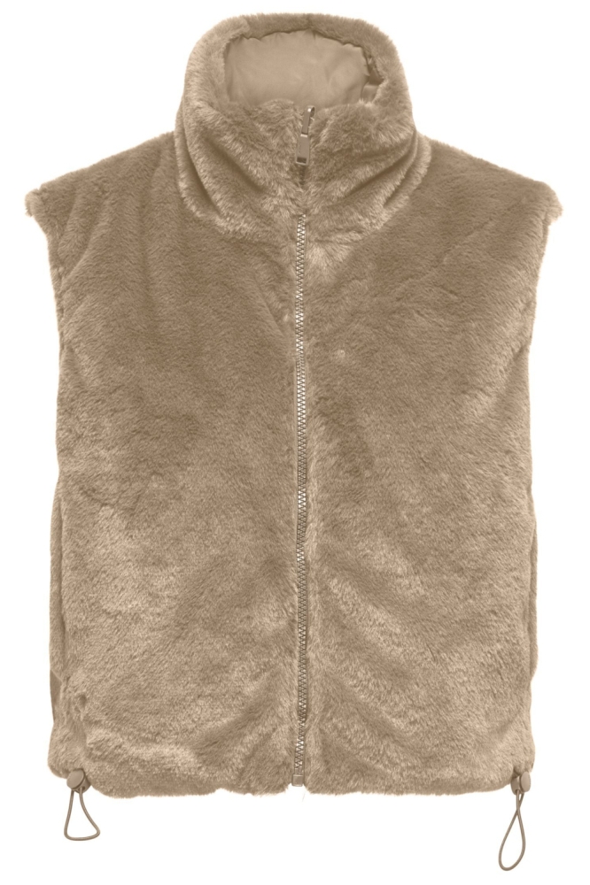 Only taupe dames gilet | Vooraanzicht