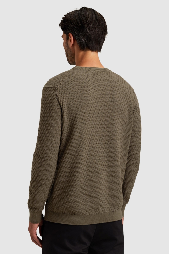 Cast Iron bruine heren trui | Model achteraanzicht