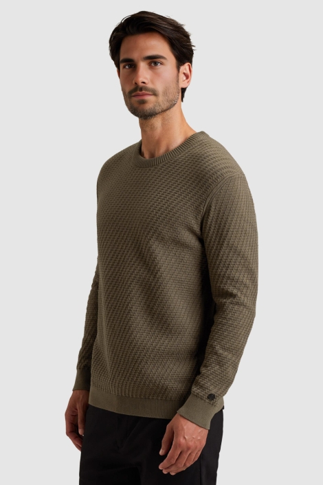 Cast Iron bruine heren trui | Model zijaanzicht