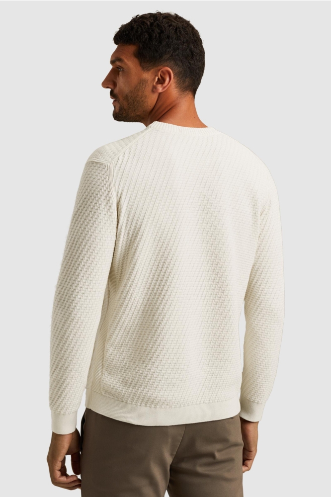 Cast Iron ecru heren trui | Model achteraanzicht