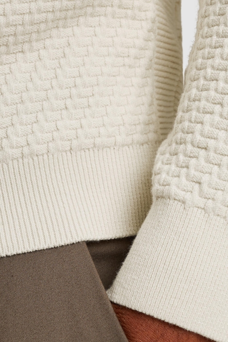 Cast Iron ecru heren trui | Close up