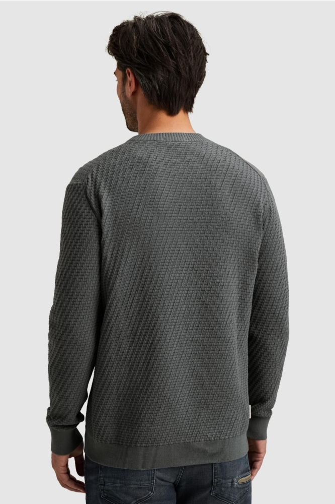 Cast Iron blauwe heren trui | Model achteraanzicht