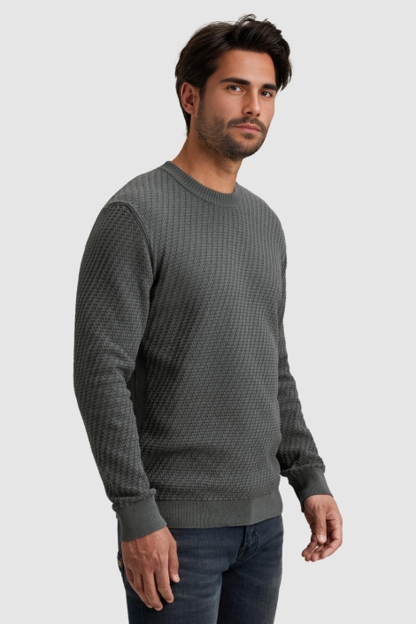 Cast Iron blauwe heren trui | Model zijaanzicht