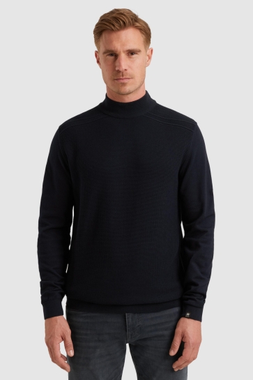 Vanguard mock neck cotton modal Blauw