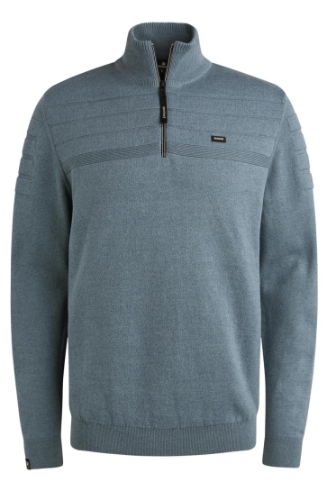 Vanguard half zip collar cotton bonded moul Blauw