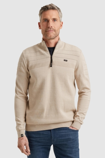 Vanguard half zip collar cotton bonded moul Beige