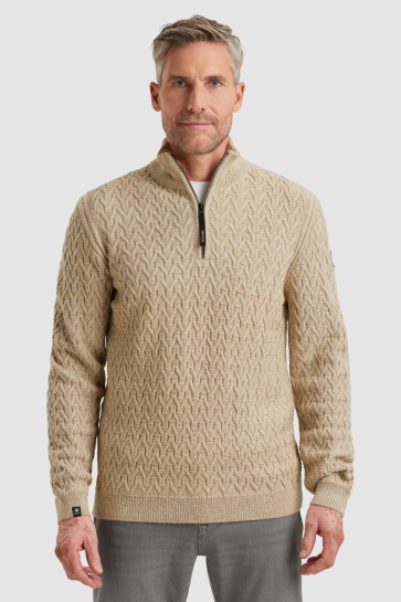 Vanguard half zip collar wool blend Beige