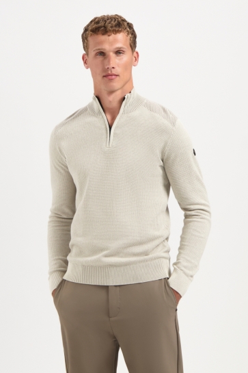 NO-EXCESS pullover half zip plated structure Ecru