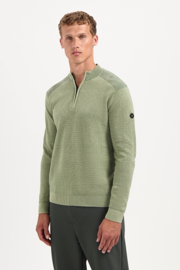 NO-EXCESS Trui HALVE RITS TRUI MET STRUCTUUR EN RAGLANMOUW 29230813SN Light Moss