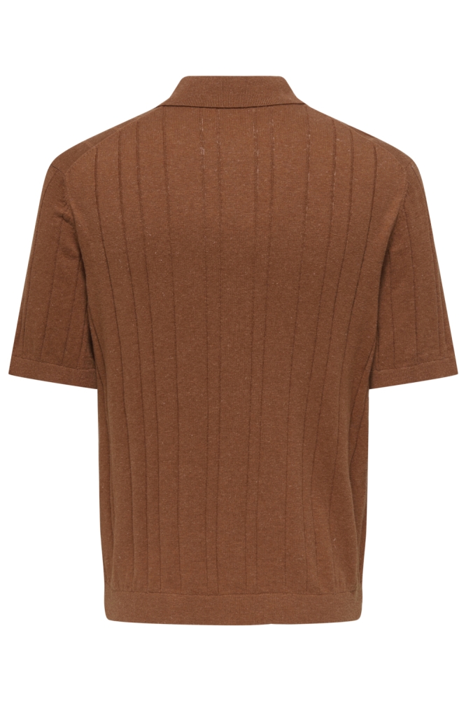 Only & Sons koperen heren polo | Achteraanzicht