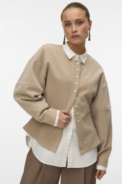 Vero Moda beige dames vest | Model vooraanzicht