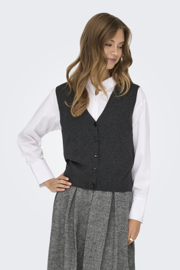 Only ONLBILLIE SL VEST CC KNT 15351107 DARK GREY MELANGE